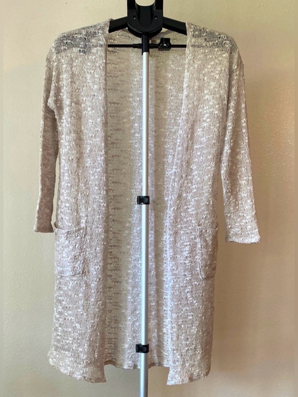 Moa Moa Beige Textured Knit Duster Cardigan Size Small